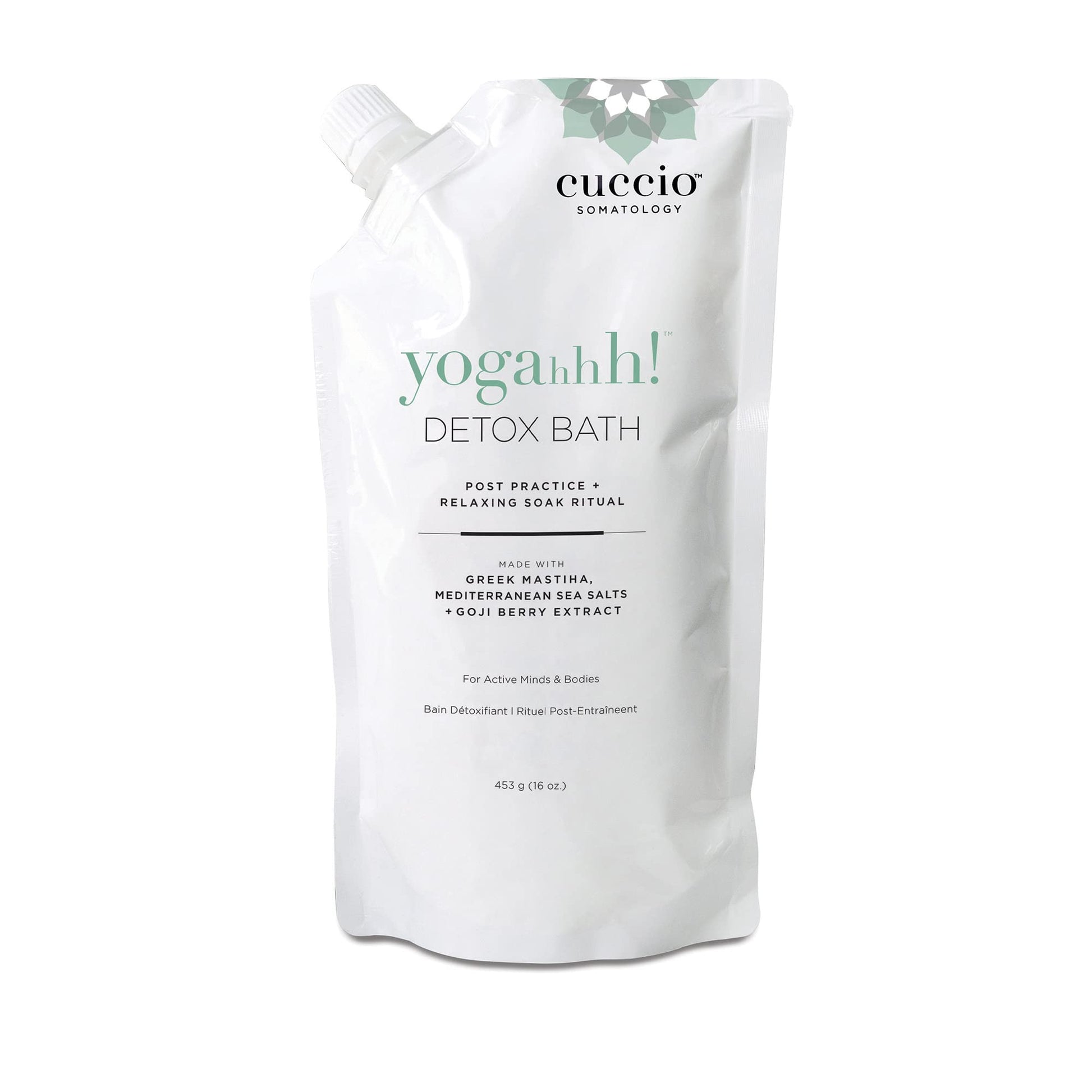 Lavender Cuccio Somatology Yogahhh! Detox Bath - Post Workout Relaxing Body Soak - Regenerate Tired & Sore Muscles - Anti-aging Vegan Formula - Epsom Salts, Goji Berries, Eucalyptus, Greek Mastiha - 16 oz