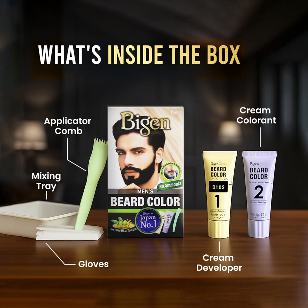 Black Bigen Men'S Beard Color, 40G - Brownish Black B102 (Pack Of 1)