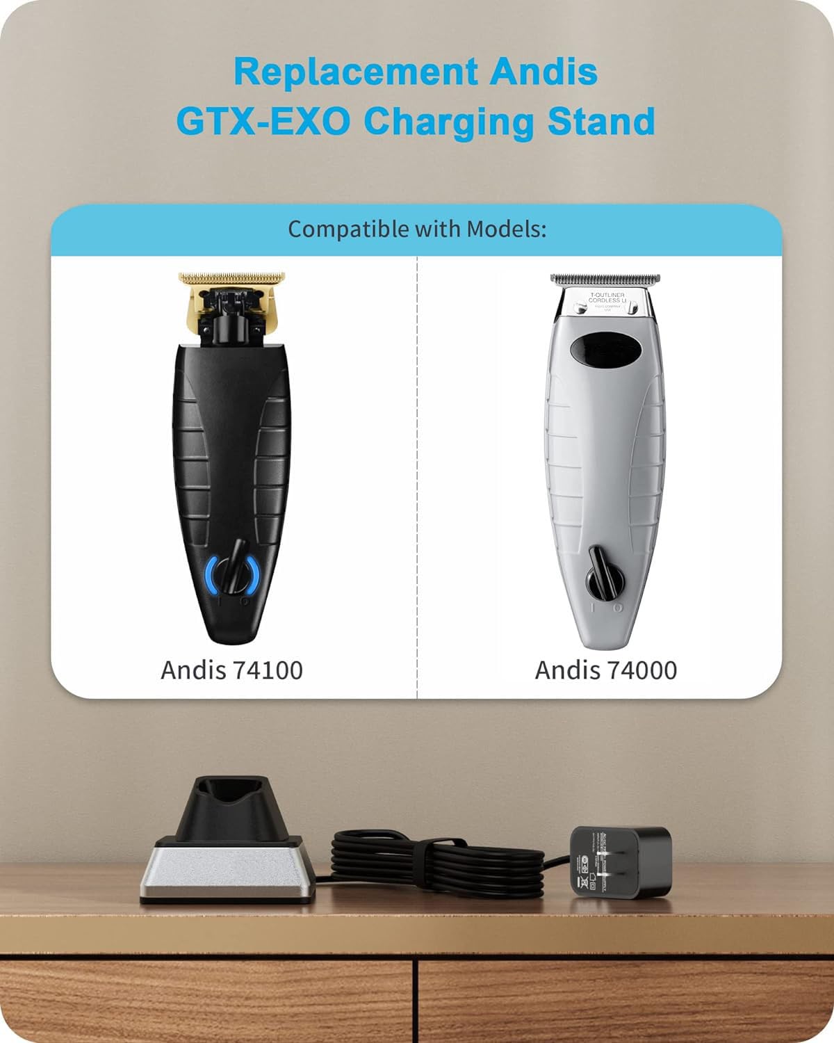 White Smoke FGIEU Trmmer Charging Stand Compatible with Andis 74067 74000 74055 74100 74150 GTX-EVO T-Outliner Lithium-ion Beard & Hair Trimmer.