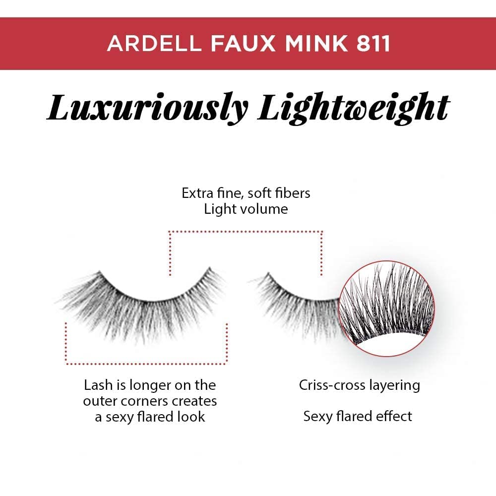 White Smoke Ardell Faux Mink Lashes 811 False Eyelashes – Lightweight Natural Faux Mink Strip Wispy Lashes with Invisiband, 4 Pairs, 1 Pack