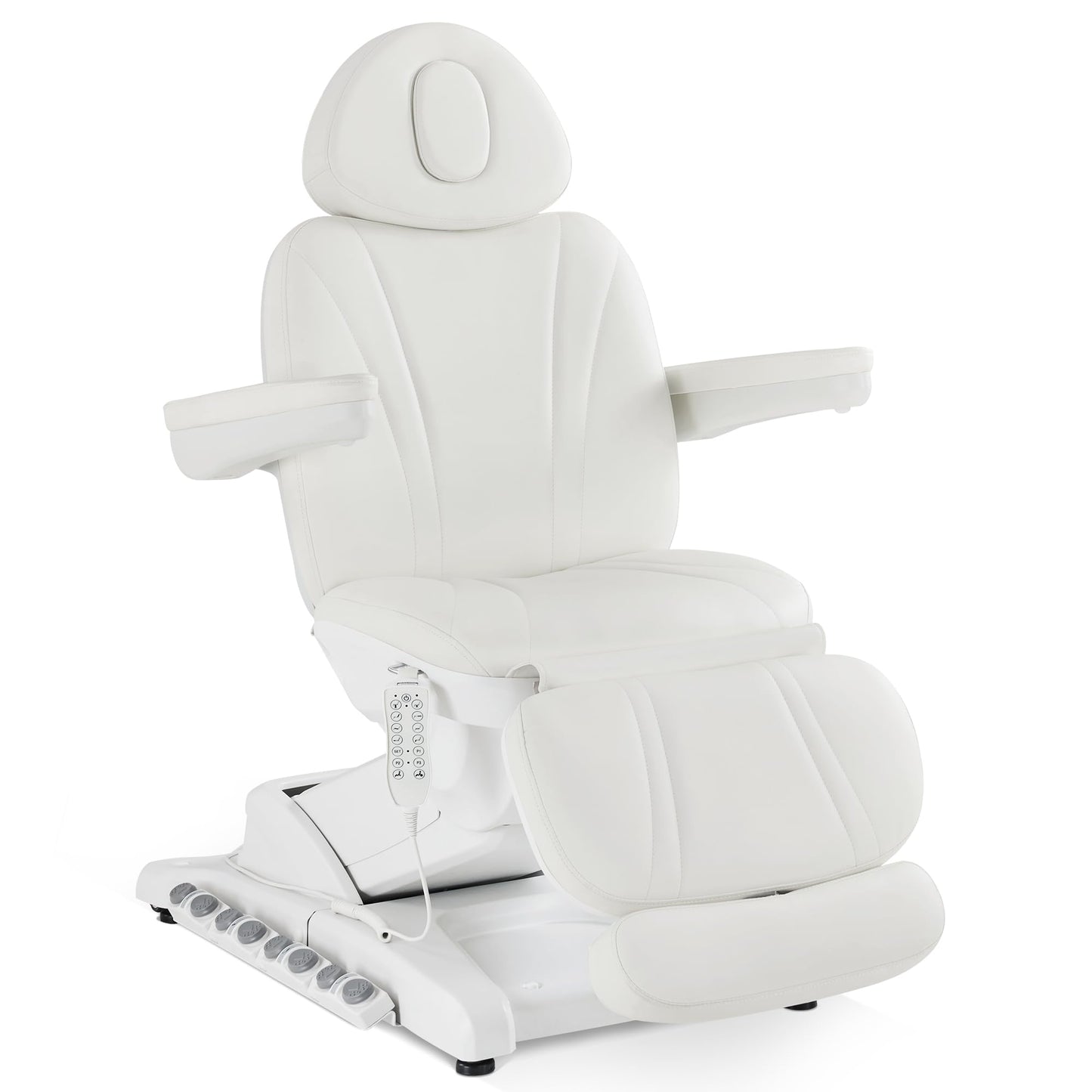 White Smoke BarberPub Full Electrical 4 Motor Facial Beauty Bed with Hand/Foot Control, Leather Massage Bed, Procedure Spa Chair, 400 lbs Capacity, 3 Preset Positions 2119 (White)