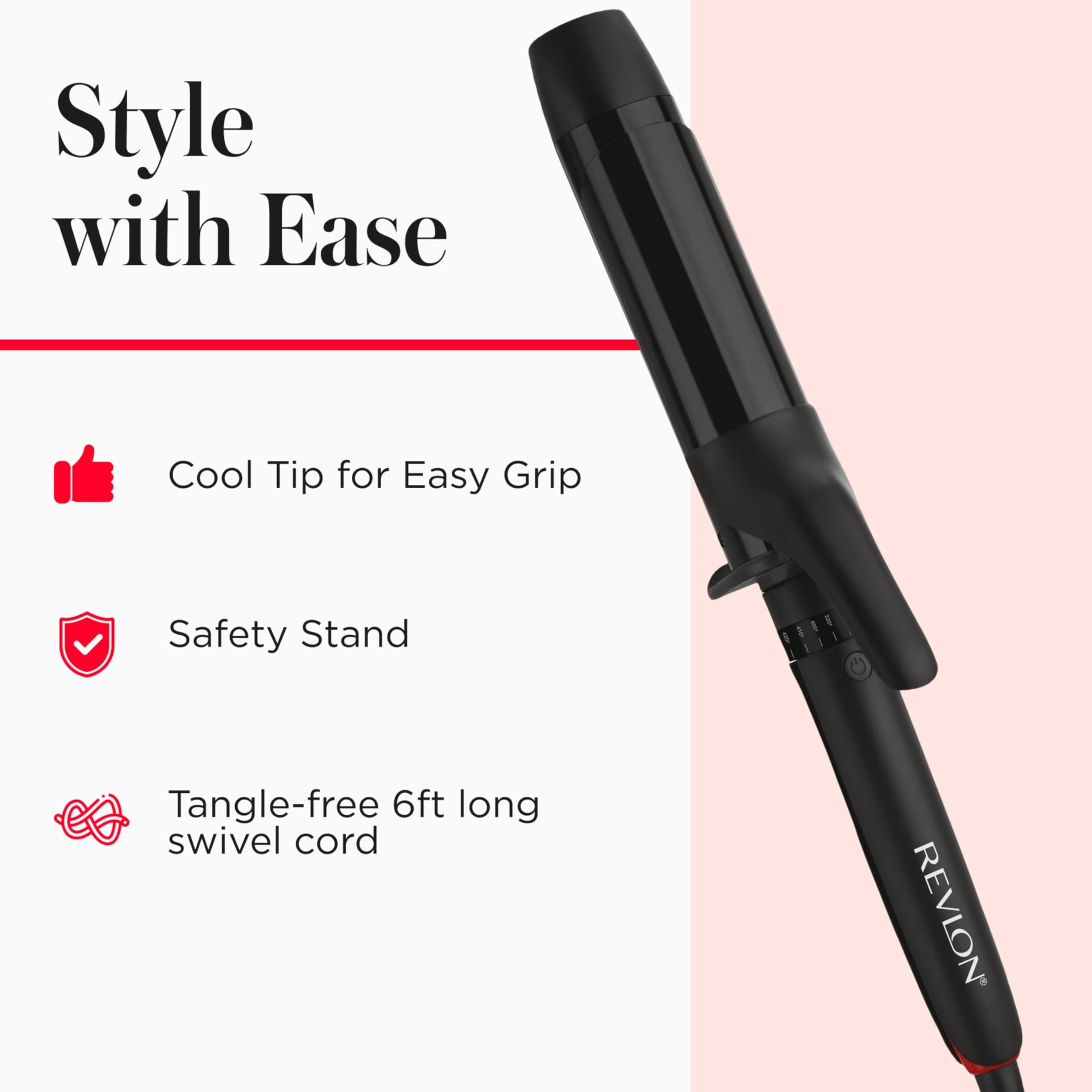 White Smoke REVLON SmoothStay 1 1/2 Inch Curling Iron, Coconut Oil Infused Ceramic Curling Wand with Tourmaline Ionic Technology, Loose Soft Curls, Enhanced Shine, Reduced Frizz