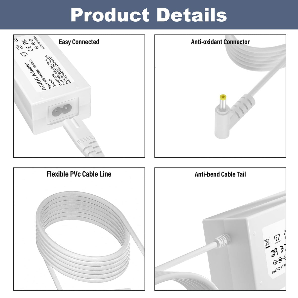 White Smoke 28V Power Cord for OPI LED Light Professional Gel Curing Nail Dryer Lamp Compatible with OPI LED LAMP 2017 GL902 Dual Cure Nail Light Power Adapter Charger