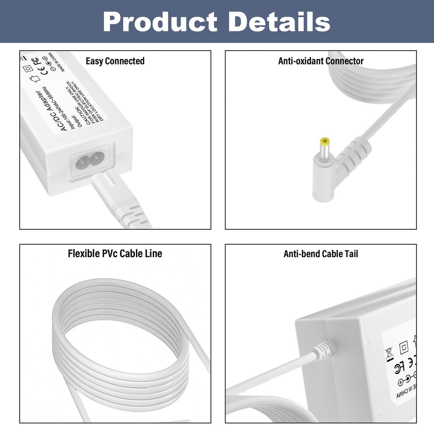 White Smoke 28V Power Cord for OPI LED Light Professional Gel Curing Nail Dryer Lamp Compatible with OPI LED LAMP 2017 GL902 Dual Cure Nail Light Power Adapter Charger
