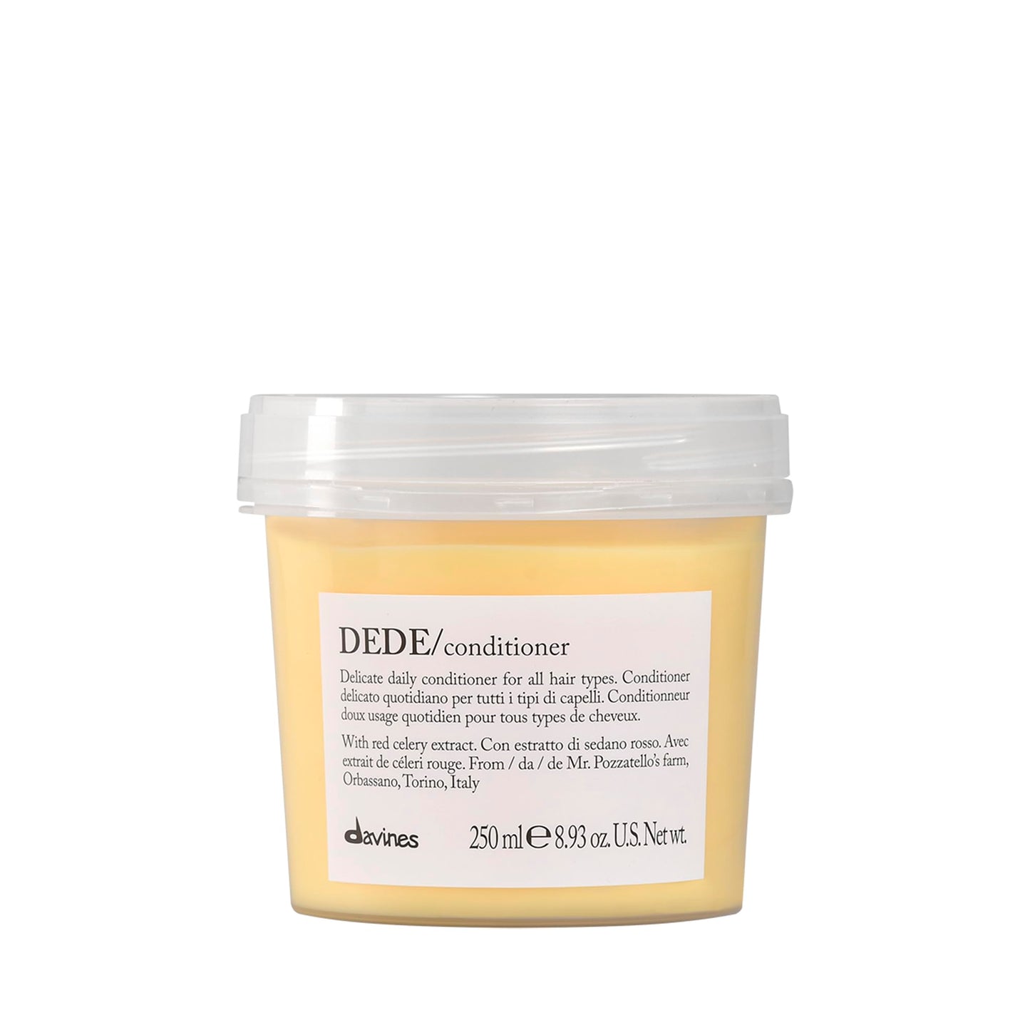 Light Gray Davines DEDE Conditioner, Daily Lightweight Moisturizing Formula for Medium Fine & Fine Hair - Gentle Mineral-Rich Detangler to Soften & Untangle with Red Celery Extract, Weightless, 8.45 Fl Oz