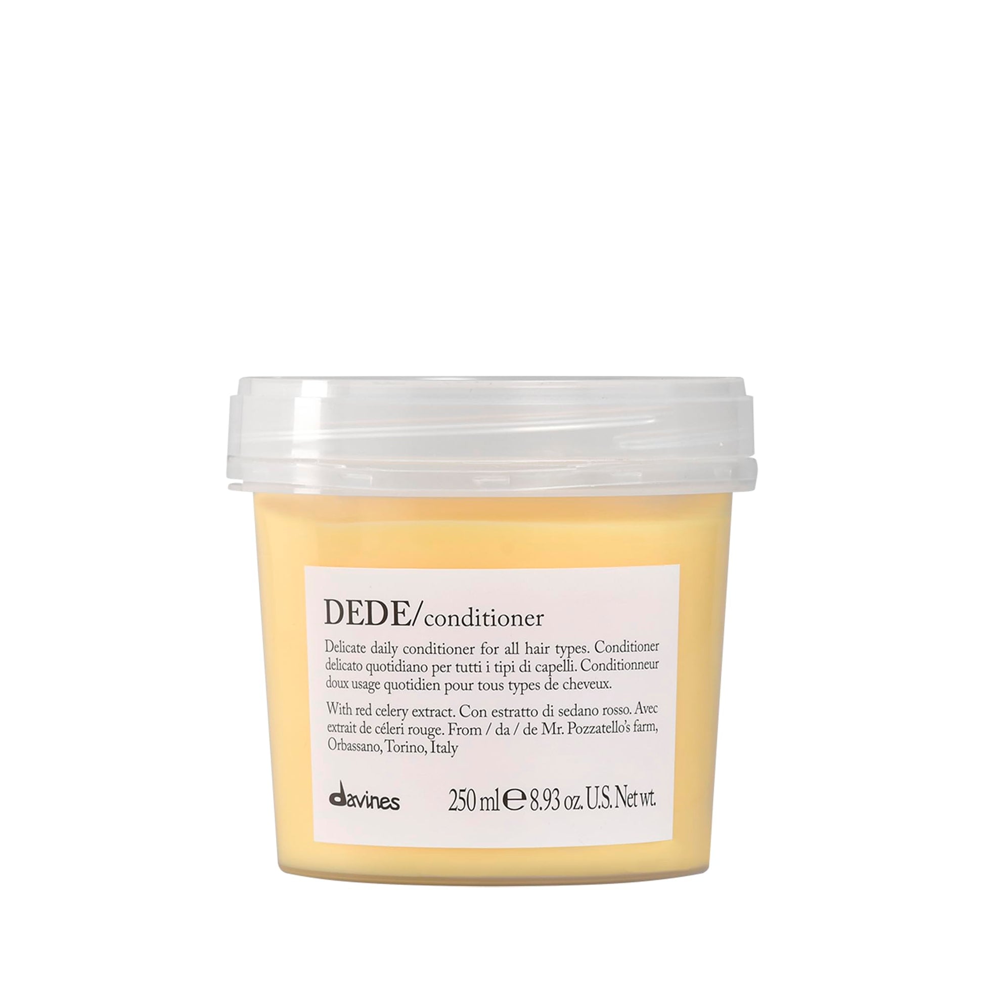 Light Gray Davines DEDE Conditioner, Daily Lightweight Moisturizing Formula for Medium Fine & Fine Hair - Gentle Mineral-Rich Detangler to Soften & Untangle with Red Celery Extract, Weightless, 8.45 Fl Oz