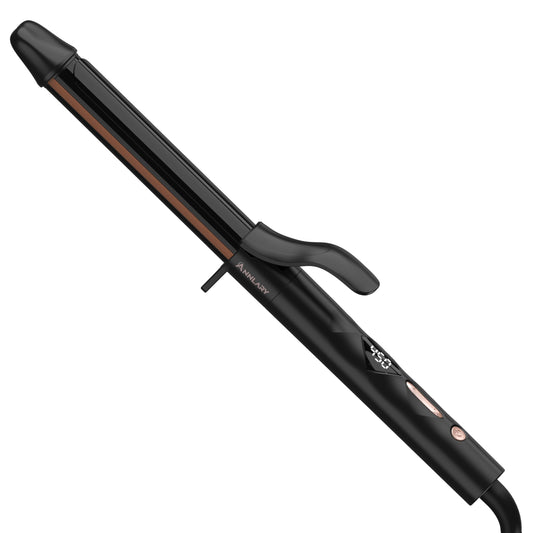 White Smoke ANNLARY 1 Inch Curling Iron, Titanium Ceramic Hair Curler, Fast Heating Curling Wand with 8 Heat Settings with LED Display for All Hair Types Dual Voltage 110-240V for Travel