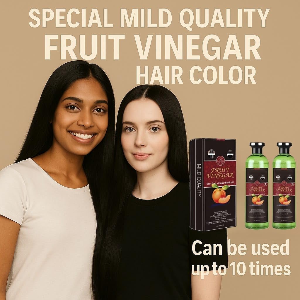 Tan Fruit Vinegar Hair color | Ammonia Free | Gray Coverage | Non-Staining | Long-Lasting | 33.8 fl oz |1000 ml | Unisex Hair Color | Natural Black