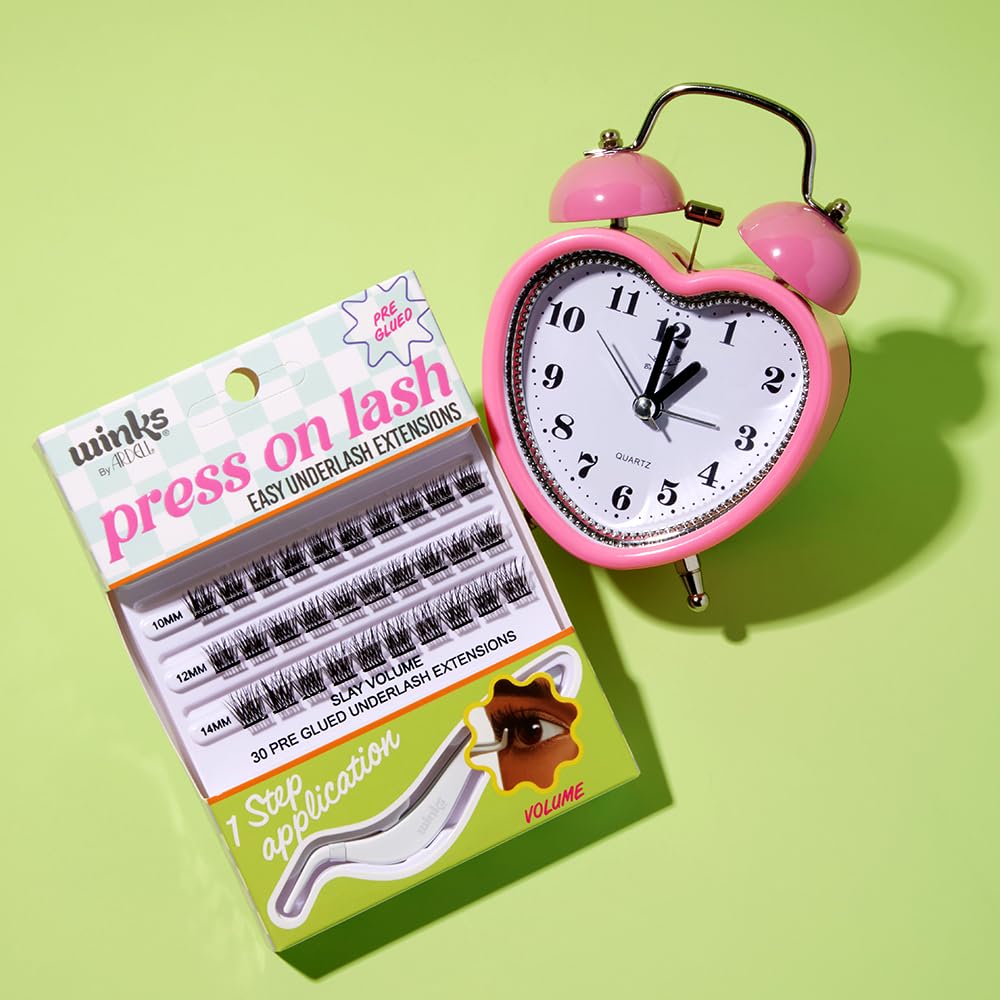 Tan Ardell Winks Press On Eyelash Extensions, Volume - DIY Clusters, 30 Individual Lashes, Natural Look with Applicator, 1 Pack