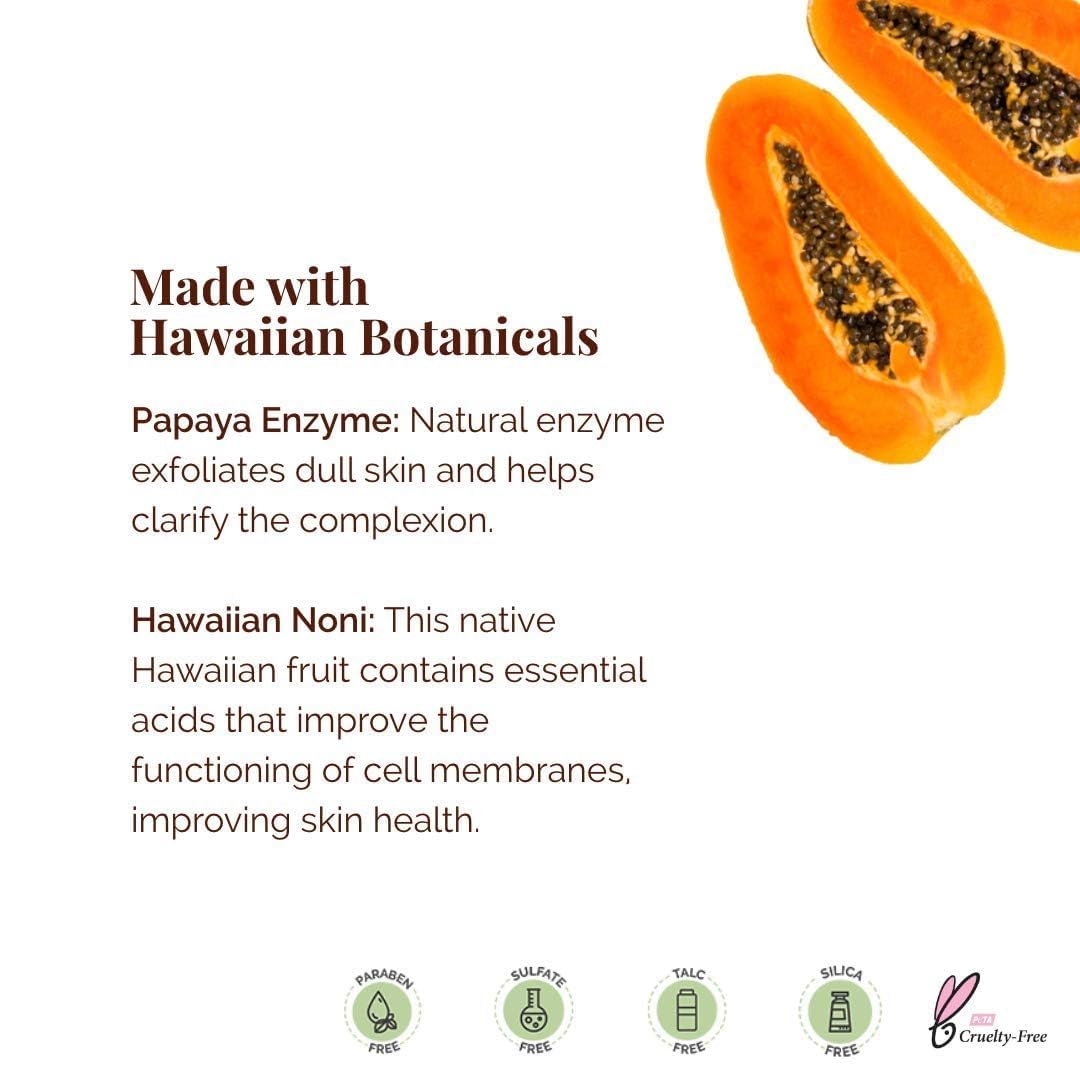 White Smoke Hanalei Papaya Powder Face Cleanser - Gentle Daily Exfoliating Wash, Hydrating Non-Stripping Formula for All Skin Types - Travel-Friendly - Cruelty-Free & Paraben-Free, 60g