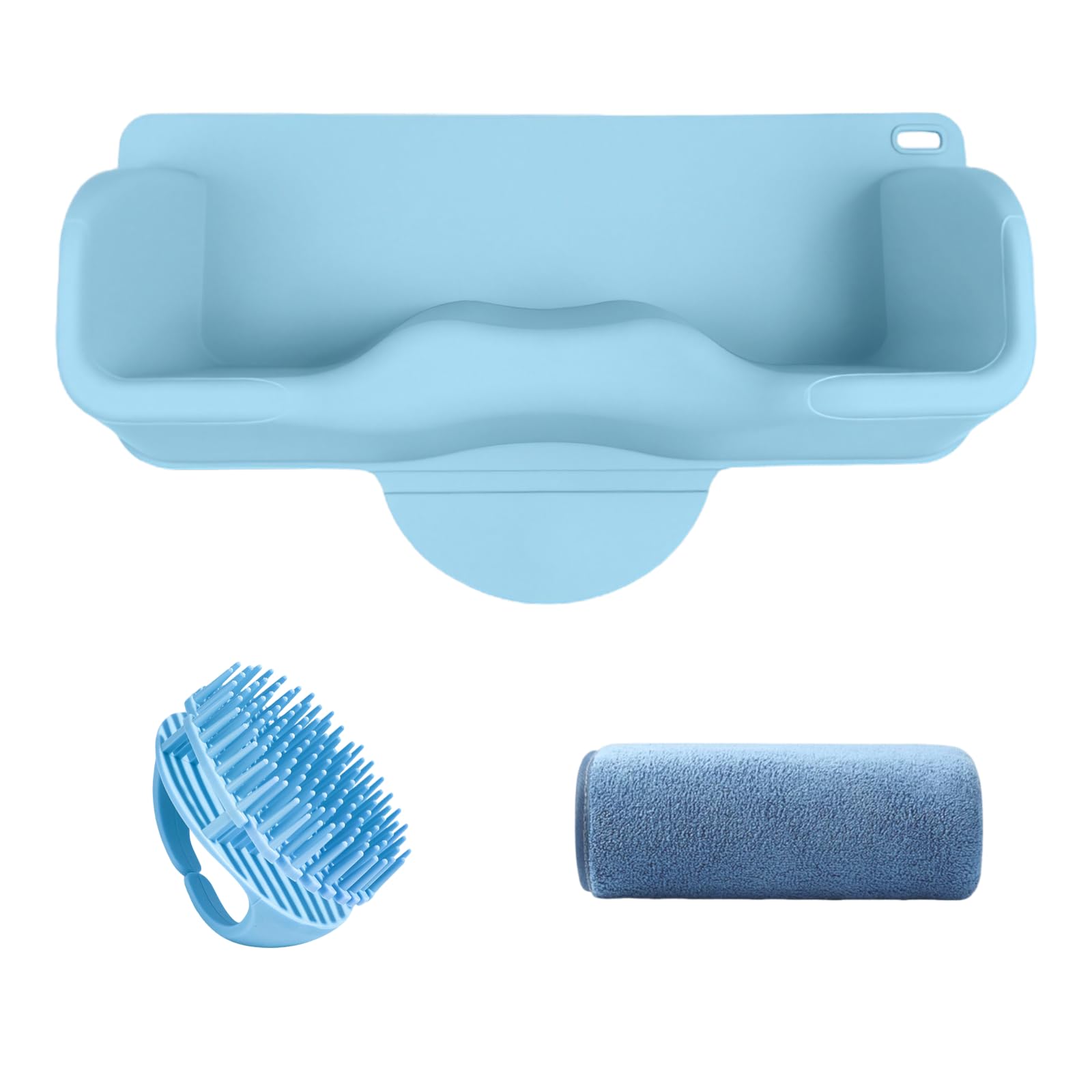 White Smoke Portable Hair Wash Basin for Kids and Teens,Tear-Free Shampoo Bowl with Neck Support for Sink or Bathtub,Stress-Free Hair Washing (Blue)