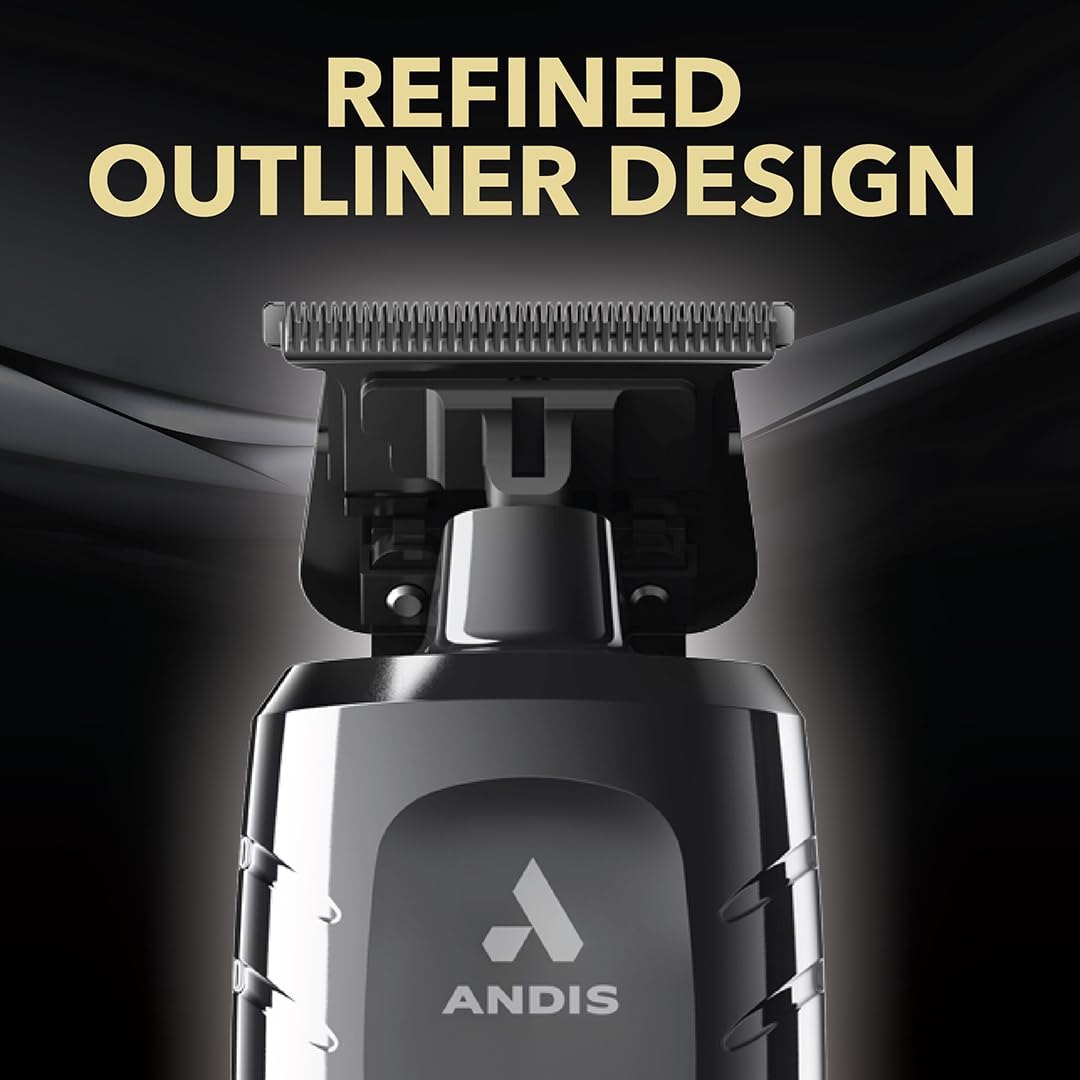 Black Andis 562627 GTX-EXO II Professional Cordless Lithium-ion Electric Beard & Hair Trimmer with Charging Stand, Black Chrome