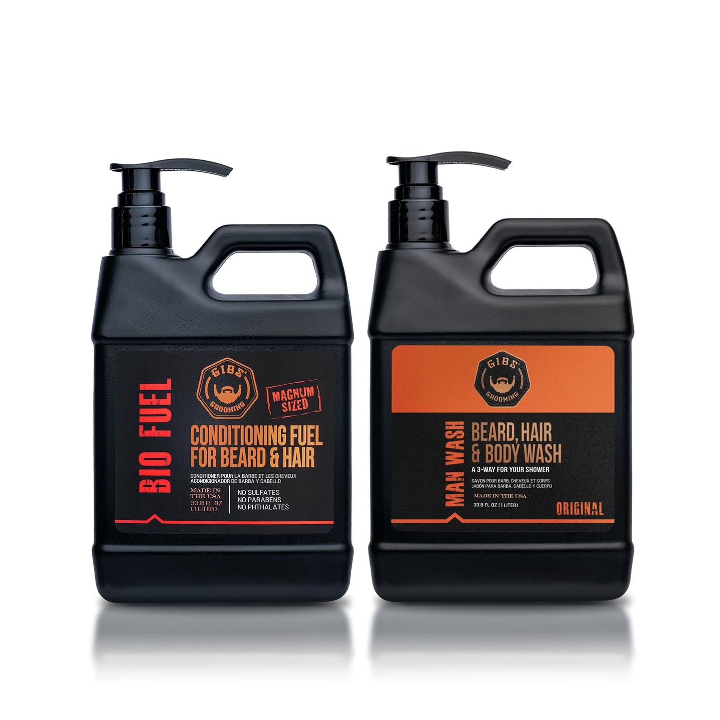 White Smoke GIBS Grooming Man Wash Shampoo and Biofuel Conditioner, 33.8 fl. oz. Each