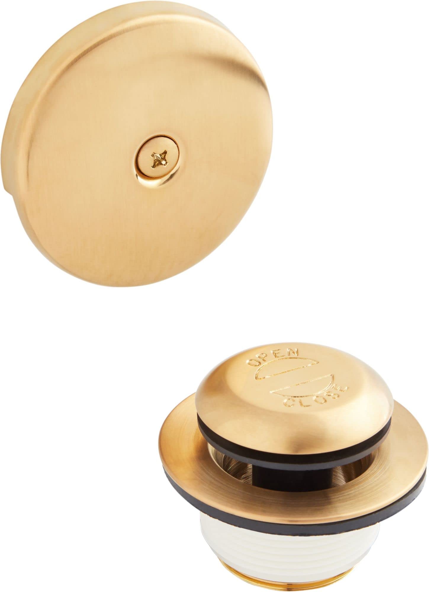 White Smoke Signature Hardware 446708 Pop-Up Drain with Overflow Cover for Alcove Tub