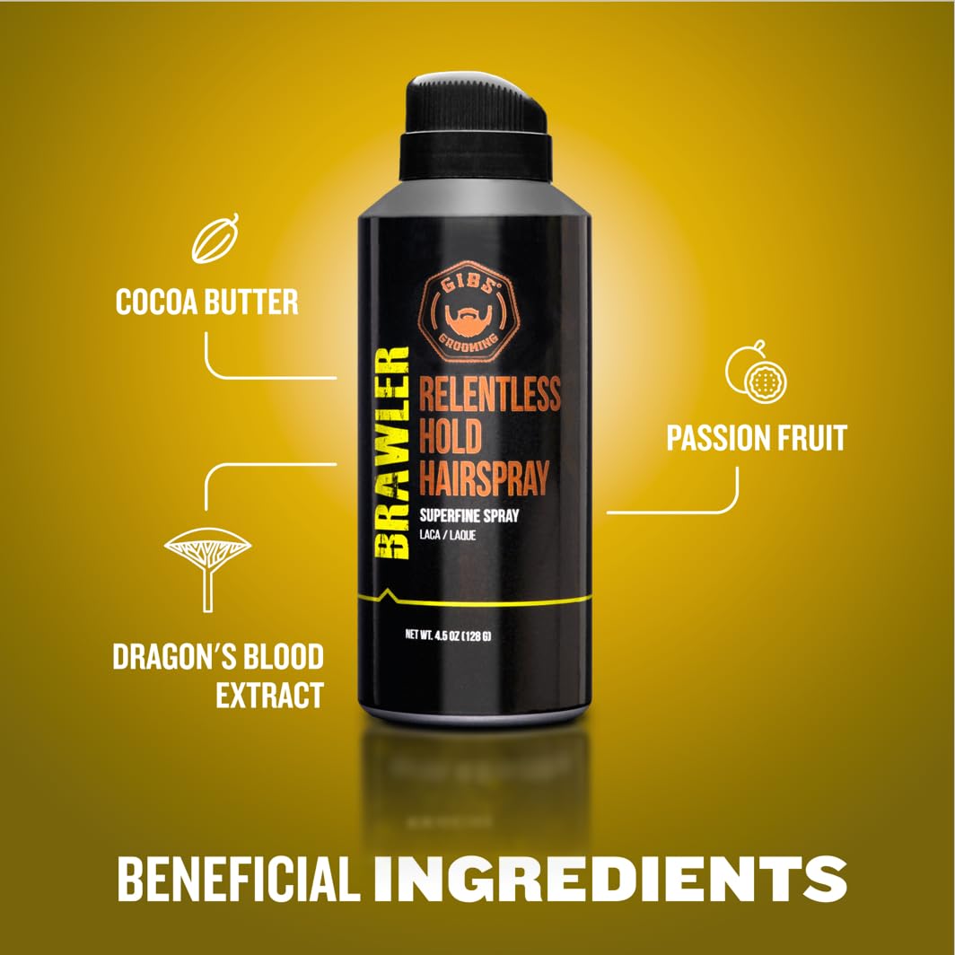 Dark Goldenrod GIBS Grooming Brawler Bantamweight Hairspray, 4.5oz