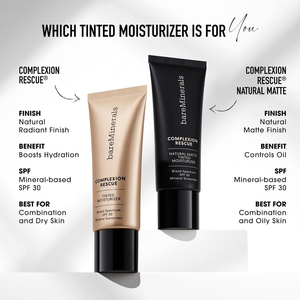 White Smoke bareMinerals Complexion Rescue Tinted Moisturizer for Face with SPF 30, Full Size, Opal 01, Vegan, Cruelty-Free & Dermatologist-Tested