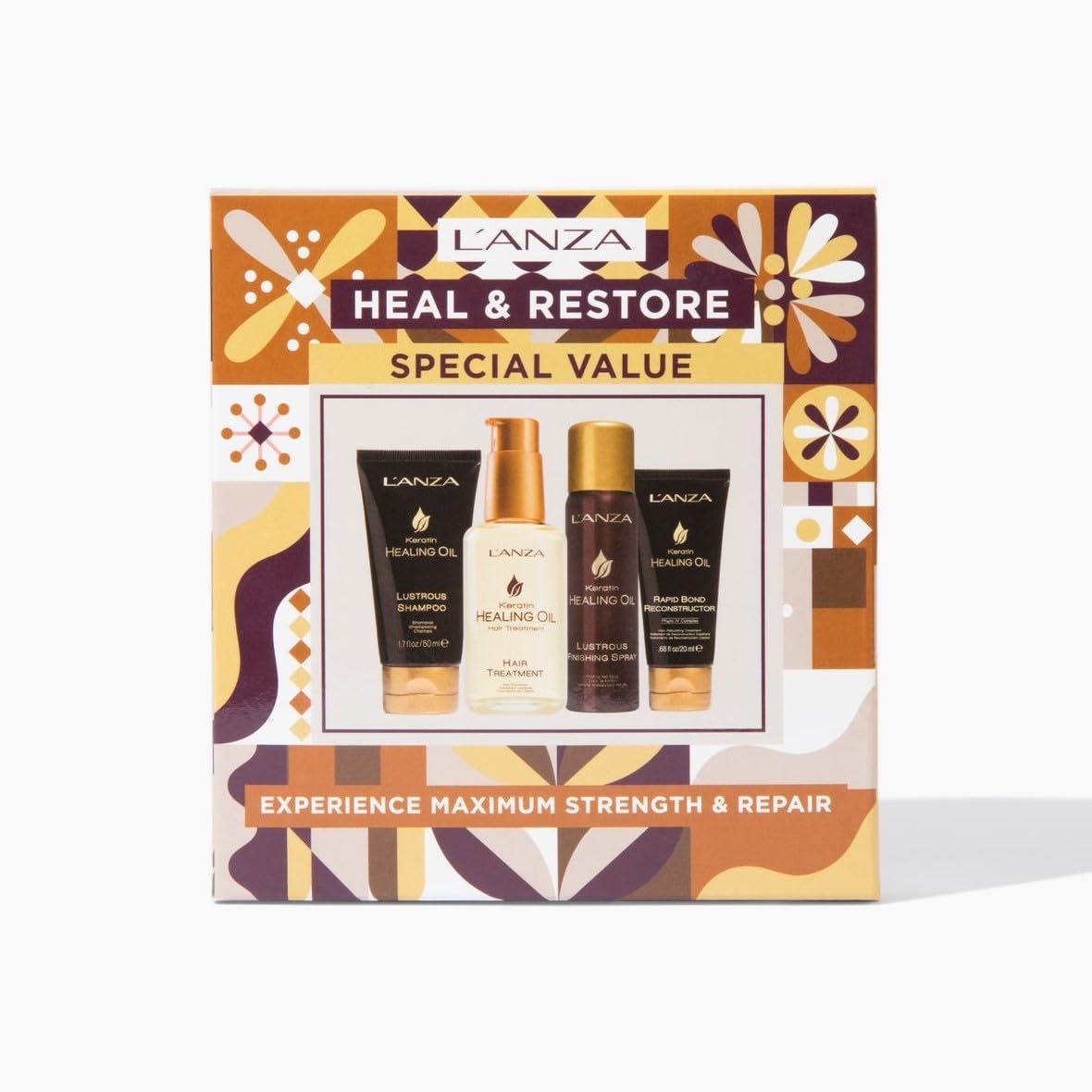 White Smoke L'ANZA Keratin Healing Oil Sampler Hair Kit, Keratin Hair Oil Treatment with Travel Size Shampoo, Finishing Hair Spray & Rapid Bond Reconstructor Hair Care Kit in a Gift Box(1.7/2/0.68 Fl Oz)