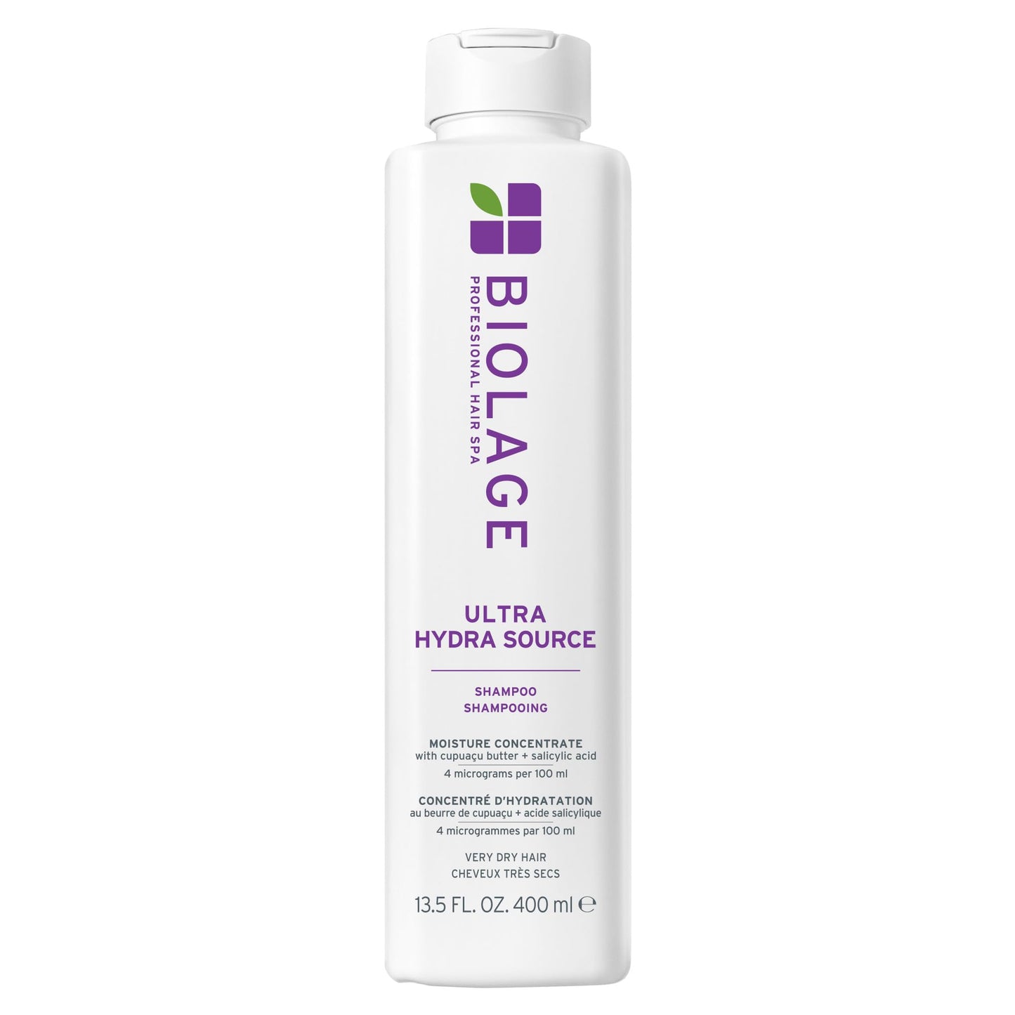 Lavender Biolage Ultra Hydra Source Shampoo - Deeply Moisturizes and Hydrates Very Dry Hair, Cleanses and Tames Frizz, For Thick, Coarse Hair, Infused with Cupuaçu Butter & Salicylic Acid, 13.5 Fl Oz
