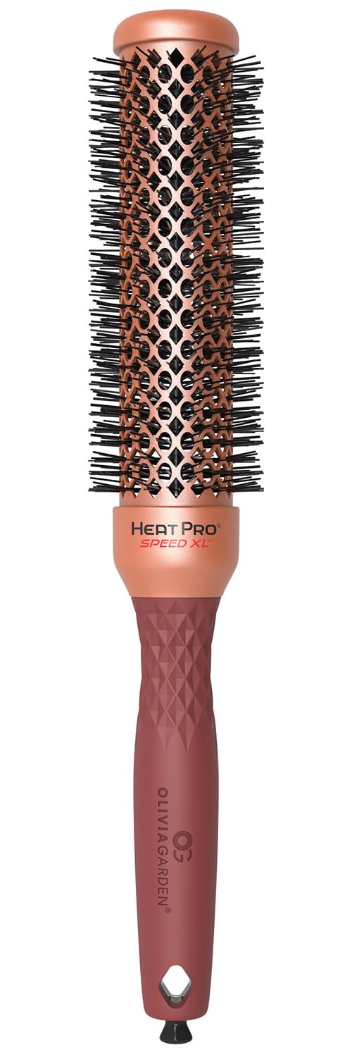 White Smoke Olivia Garden HeatPro Speed XL - Extra-Long Thermal Round Hair Brush - Not Electrical - Professional Ceramic Blowout Brush for Normal to Thick Hair – 1 1/4"
