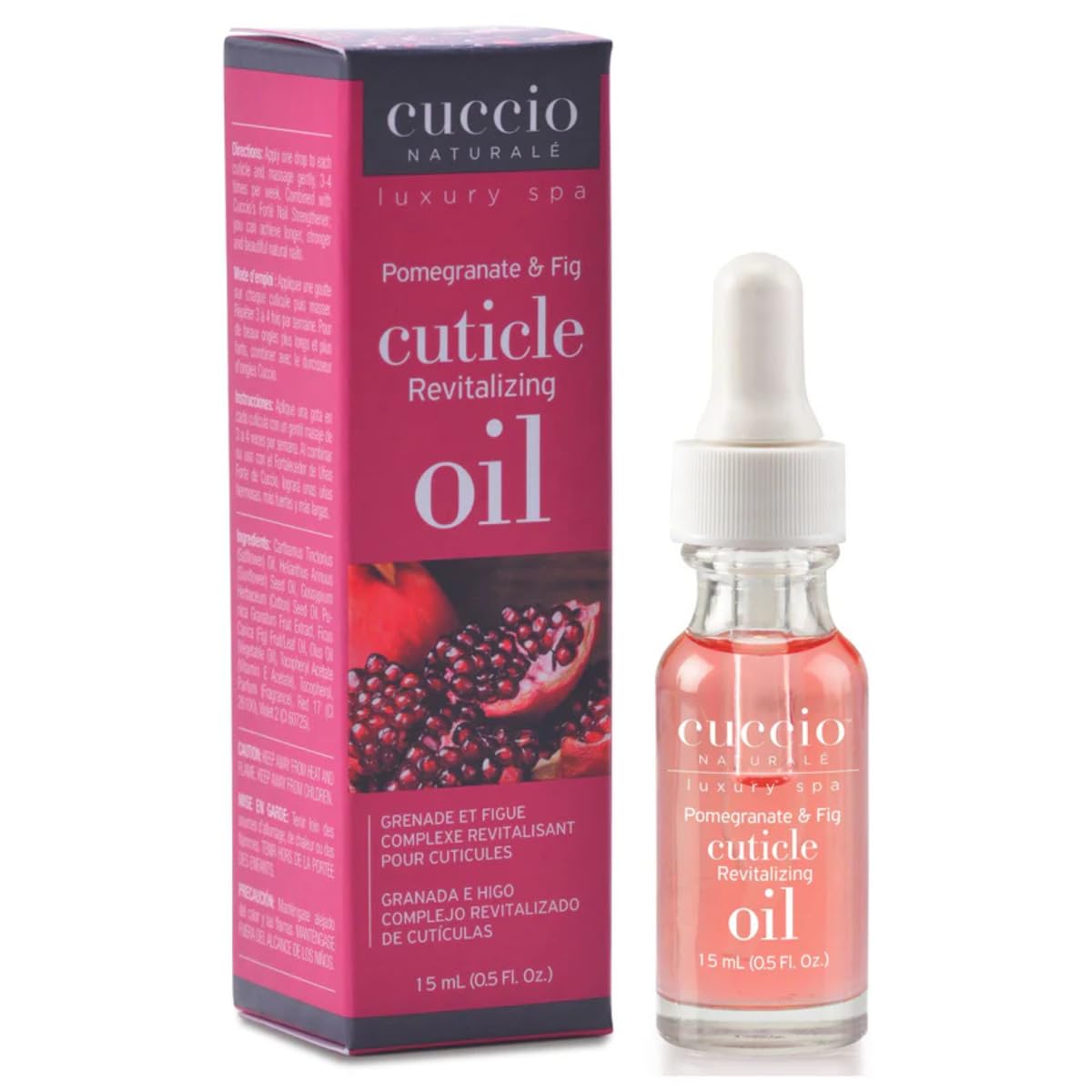 White Smoke Cuccio Pomegranate & Fig Cuticle Revitalizing Oil (0.5 oz, Pack of 2) – Hydrating Vitamin E Cuticle Treatment for Nourishing Nails & Skin