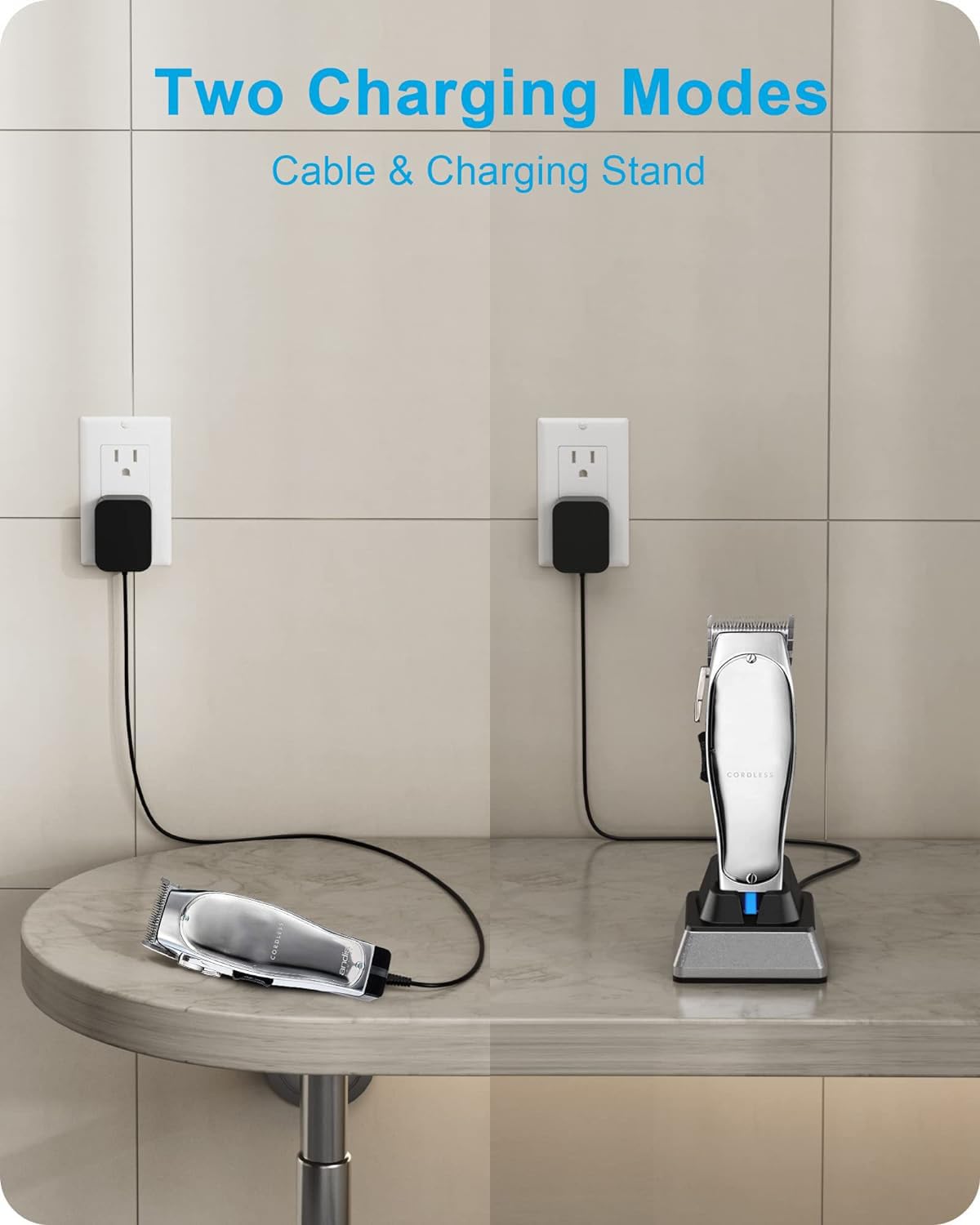 Gray FGIEU Charging Stand Compatible with Andis 12470/12660 Professional Master Cordless Lithium Ion Hair Clipper, Replacement for Andid Master Cordless Clipper Charger Stand.