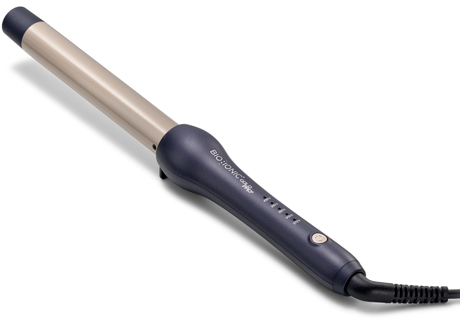 White Smoke Bio Ionic GoldPro 1" Curling Wand, Blue, Moisture Heat Technology & 24K Gold MX, Ceramic Long Barrel with Adjustable Heat, Versatile Hair Curler for Long-Lasting Curls