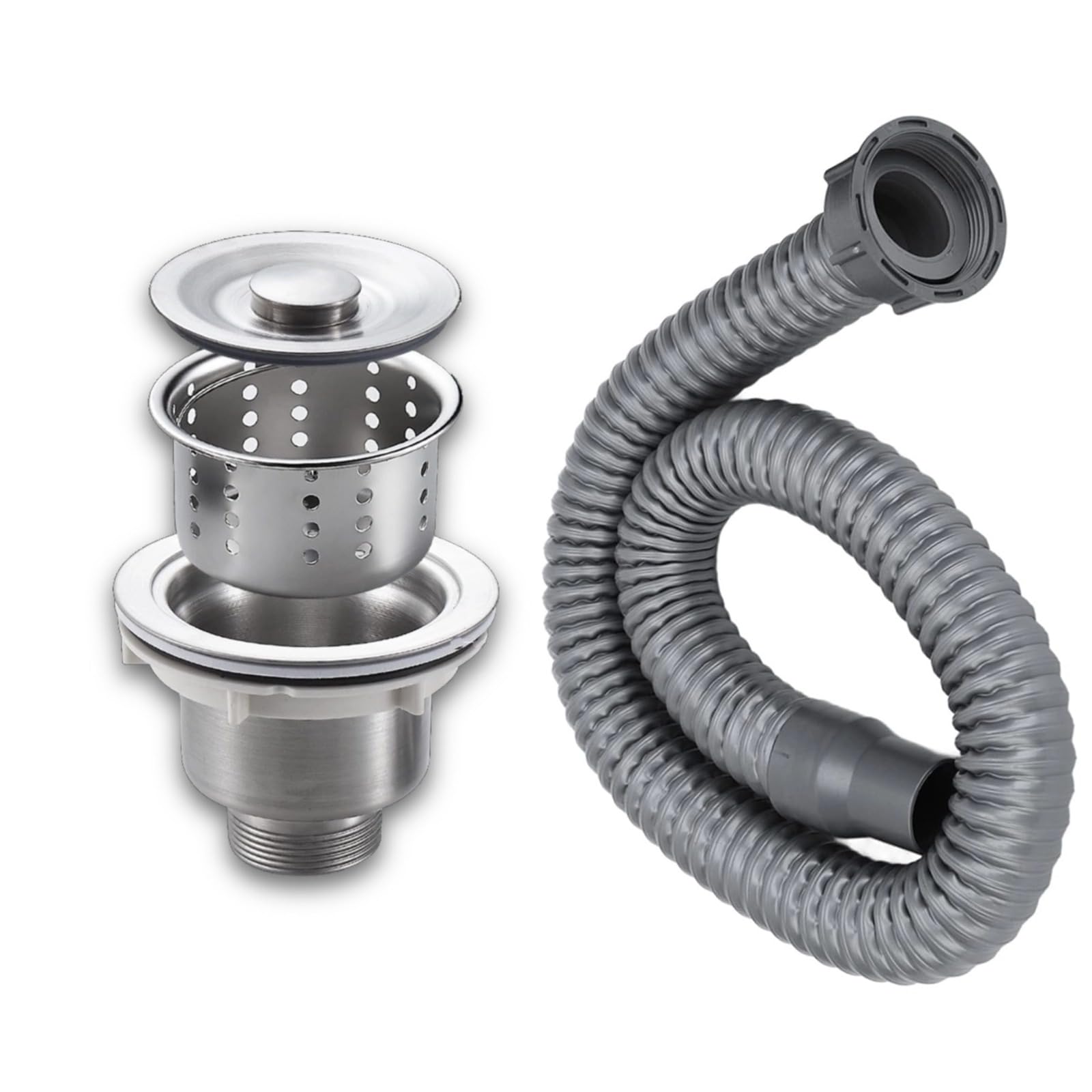 White Smoke Drain Plug Basket Strainer Stainless Steel Sink Plug Kit, Hair Salon Shampoo Basin Drain Plug kit, Fast Drainage Sink Plug with Hair Catcher Accessories for Shampoo Bed, kitchen, Sturdy and Durable