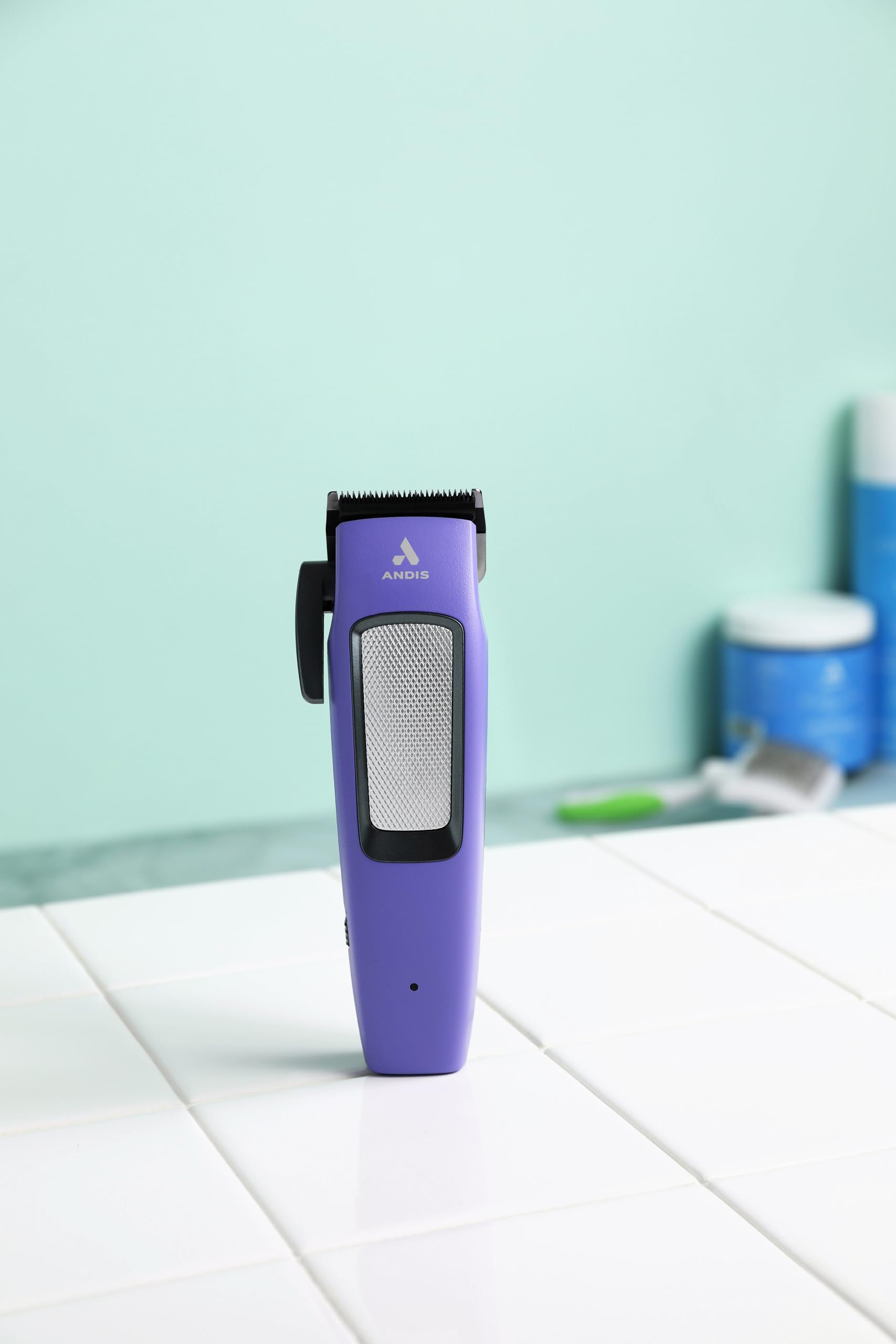 Powder Blue Andis Easy Clip Adjustable Blade Cordless II Dog Clipper, 10 Piece Kit, Lithium-Ion Battery, Purple, 560017