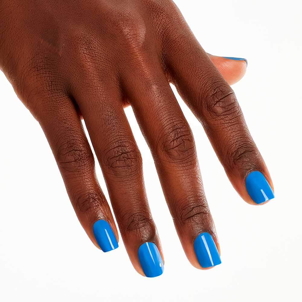 White Smoke OPI Nail Lacquer Tile Art to Warm Your Heart | Opaque Bright Blue Crème Chip Resistant Nail Polish | Lisbon Collection