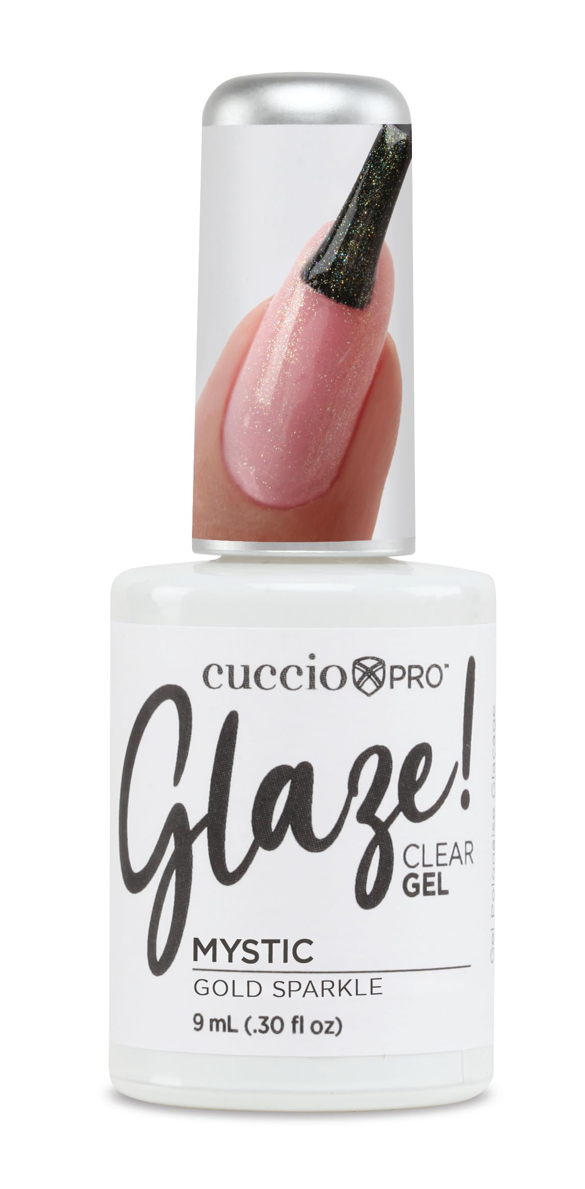 White Smoke Cuccio Glaze Gel Nail Polish, Mystic (Gold Sparkle) – Soak-Off LED/UV Cured, Long-Lasting 12-Free Vegan Formula, 0.50 oz