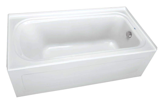 White Smoke PROFLO PFS6032LSK Hillsboro 60" x 32" Three Wall Alcove Acrylic Soaking Tub with Left Drain and Overflow - White