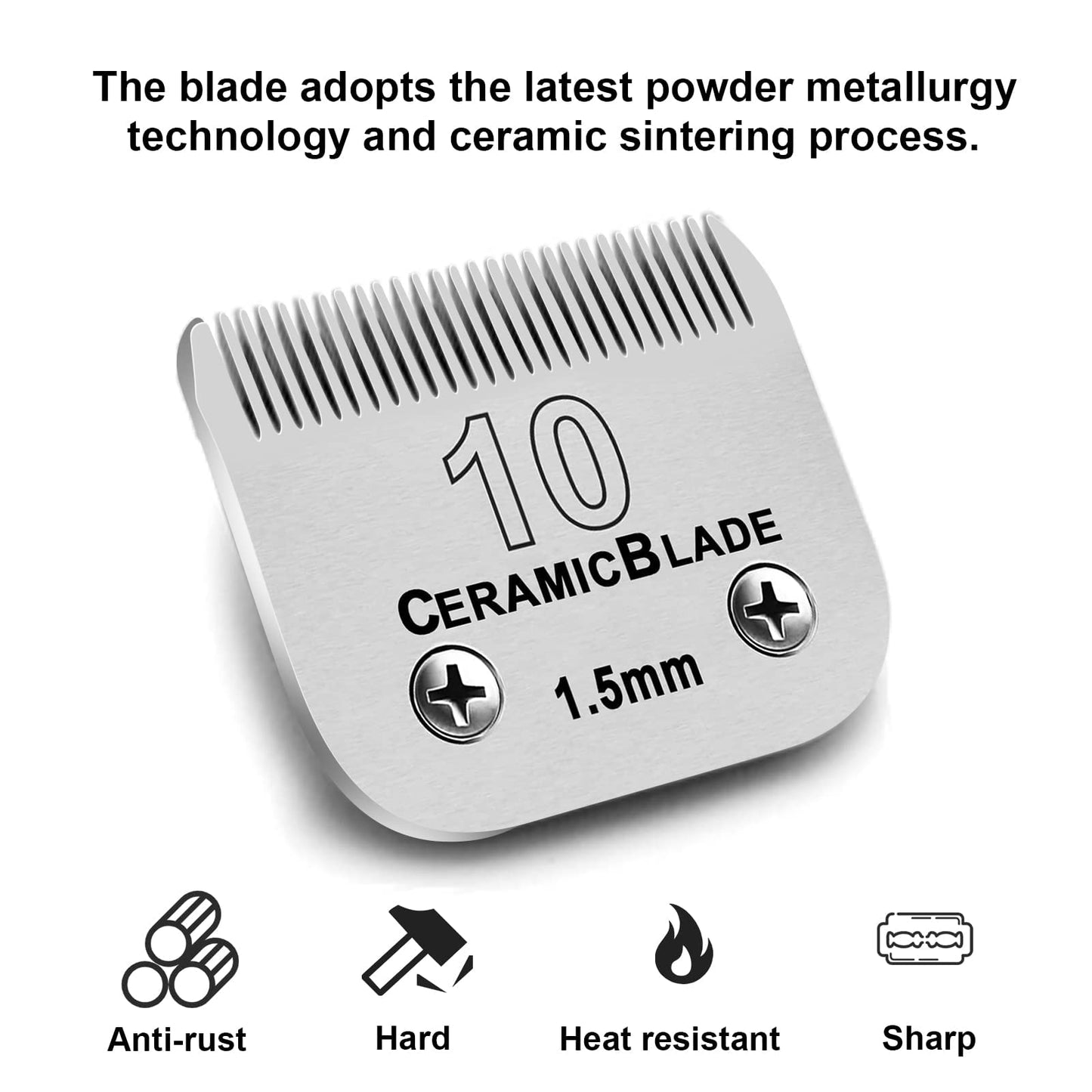 White Smoke 3 Pack 10 Blade Dog Grooming Blades Compatible with Andis Clippers/Oster A5/Wahl KM,Detachable Stainless Steel Blade,Size-10, 1/16-Inch Cut Length