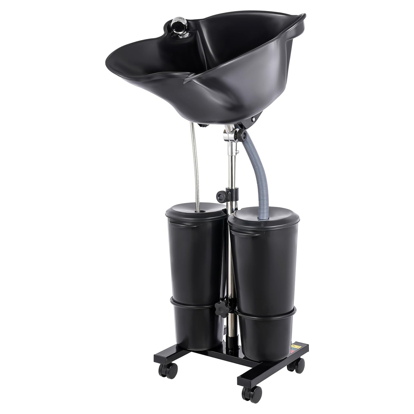 White Smoke Portable Shampoo Basin with Pump and Wheels, Adjustable Height Salon Shampoo Bowl for Wheelchair Hair Wash, Mobile Hair Washing Station for Home Salon, Elderly & Bedridden Patient Care