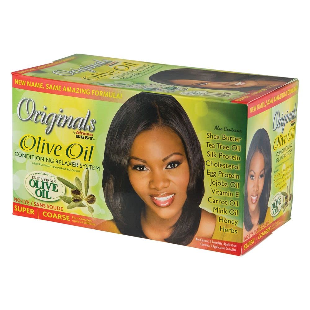 White Smoke Originals by Africa's Best Olive Oil Hair Relaxer Kit, No lye Super / Coarse System, Conditions and Moisturizes For Healthier Looking, Softer, Silkier, Straighter Hair