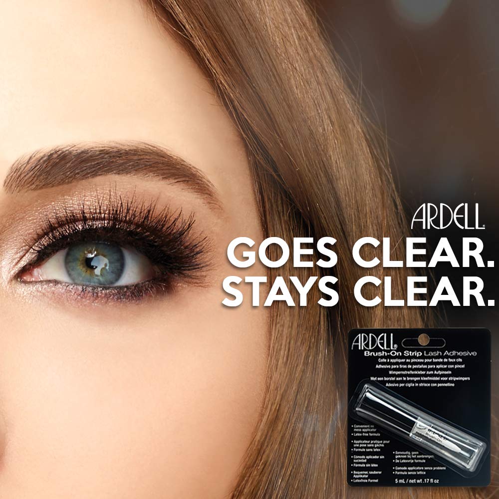 Peach Puff Ardell Brush On Strip Lash Adhesive, Clear Lash Glue for False Lashes, Waterproof, Latex-Free, 5ml, 4 Pack