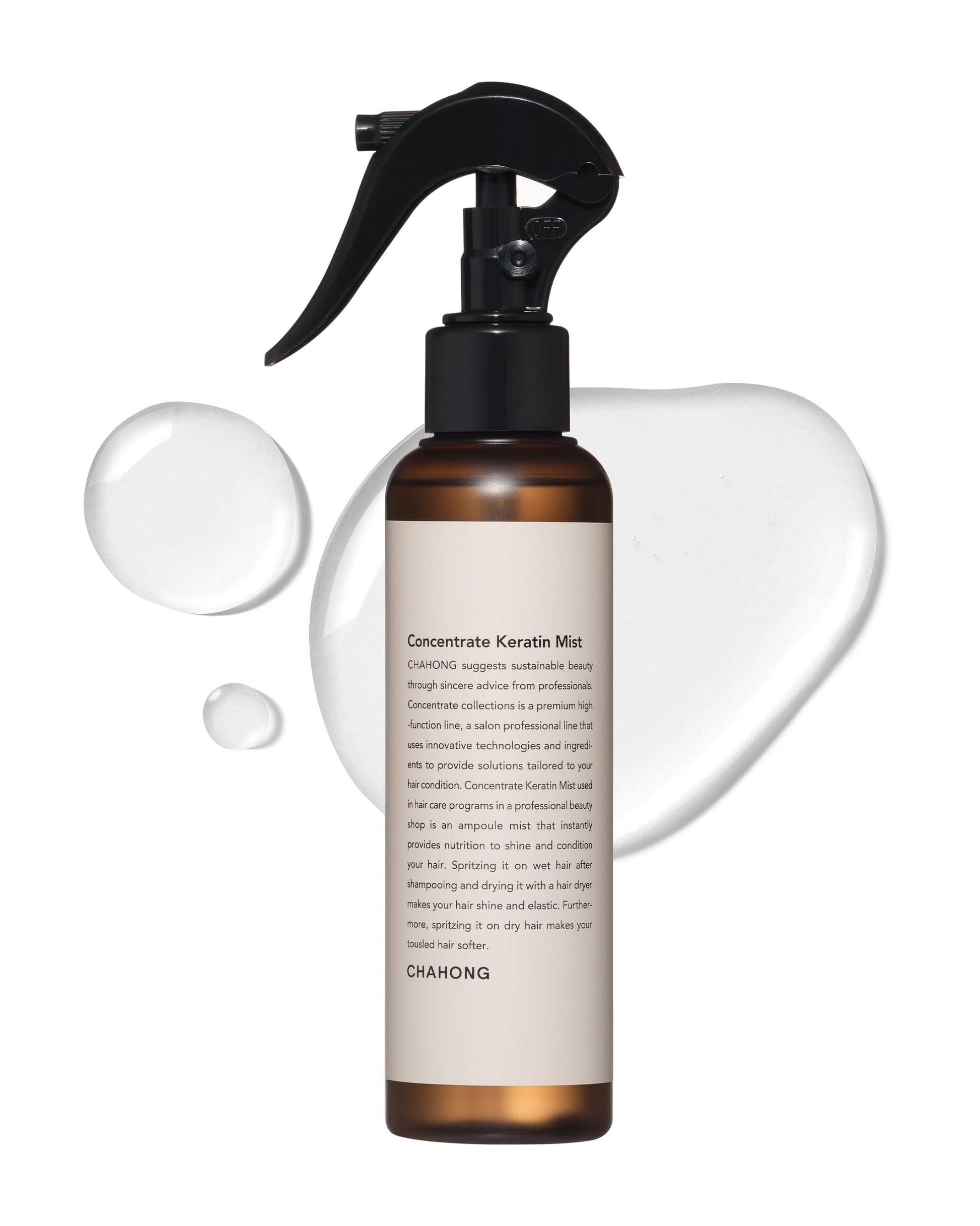 White Smoke CHAHONG Keratin Hair Repair Mist for Dry Damaged Hair, Professional Salon Keratin Leave-in Spray, Lightweight, Non-Greasy, Adds Shine & Elasticity, Heat & Humidity Defense, Easy to Wash 150ml / 5 oz