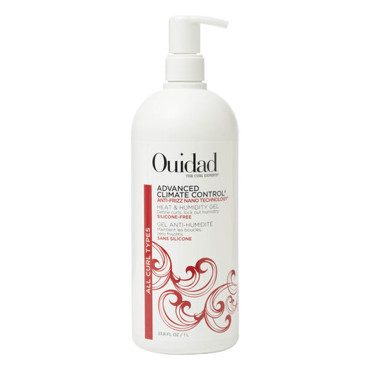 White Smoke Ouidad Advanced Climate Control Heat & Humidity Gel Bulk Size - 33.8 fl oz, Anti-Frizz Nano Technology, Locks Out Humidity, Crunch-Free Styling Gel for Curly Hair, For All Curl Types