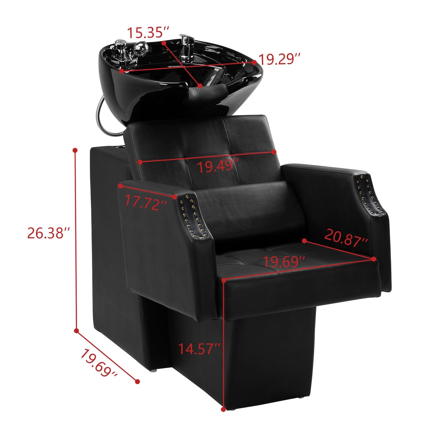 White Smoke Winado Salon Shampoo Backwash Chair, Hair Wash Stations with Large Ceramic Bowl, Adjustable Shampoo Bowl Sink Chair for Barbershop Beauty Spa Massage Hairdressing Equipment