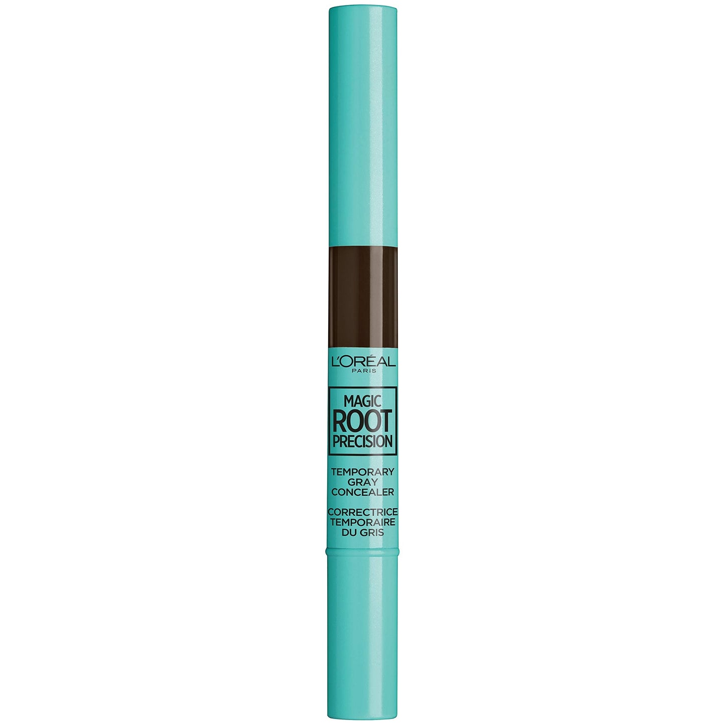 Light Blue L’Oreal Paris Magic Root Precision Temporary Gray Hair Color Concealer Brush, 4 Dark Brown, 0.05 fl; oz.