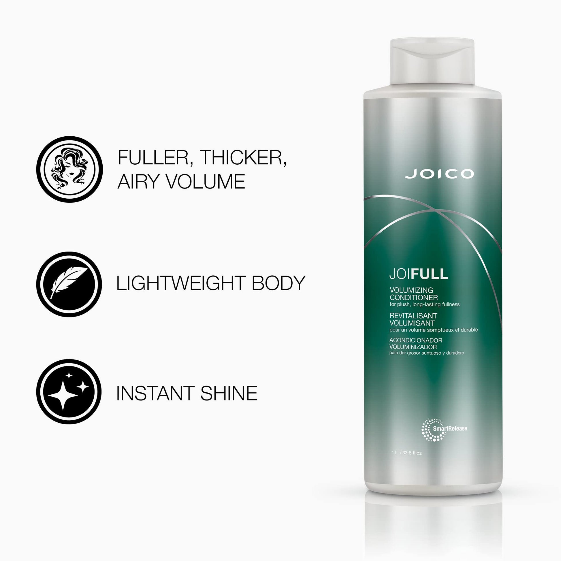 White Smoke Joico JoiFULL Volumizing Shampoo & Conditioner Set | Plush & Long-Lasting Fullness | Boost Shine | For Fine / Thin Hair