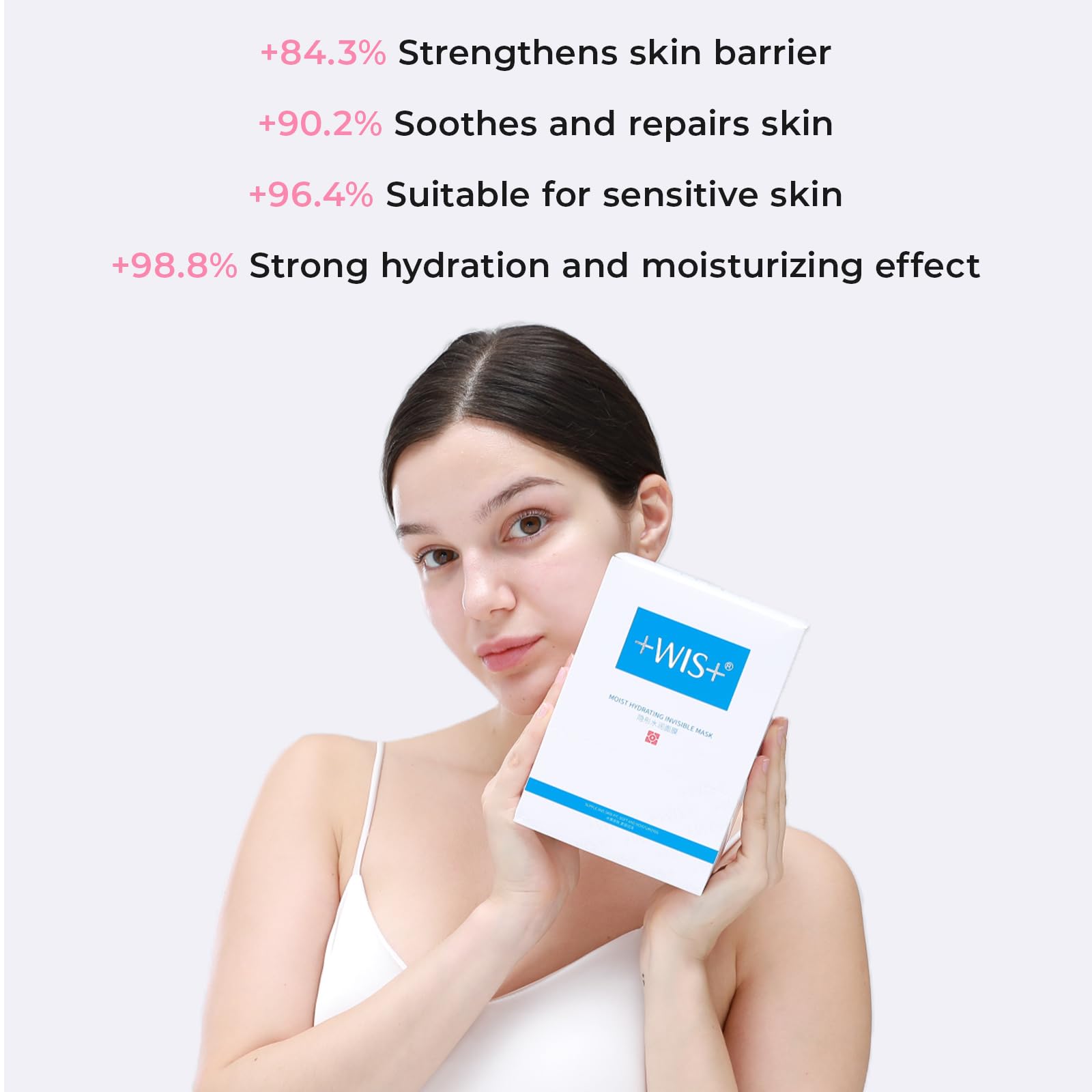 Lavender Blush +WIS+ Intensive Hydrating Natural Face Masks 24 EA | Hyaluronic Acid & Collagen | Tend Skin, Sensitive Skin Safe | Pore Minimizing, Elasticity Boost | Dehydrated Skin Repair | Galentines Gifts Bulk