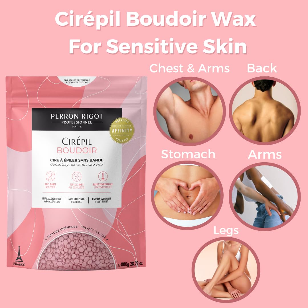 Light Pink Cirepil - Boudoir - 800g / 28.22 oz Hard Wax Beads Bag - Hypoallergenic, Allergen-Free & Rosin-Free for Sensitive Skin - Professional Stripless Hair Removal for Face & Body - Low Temp Refill Bag