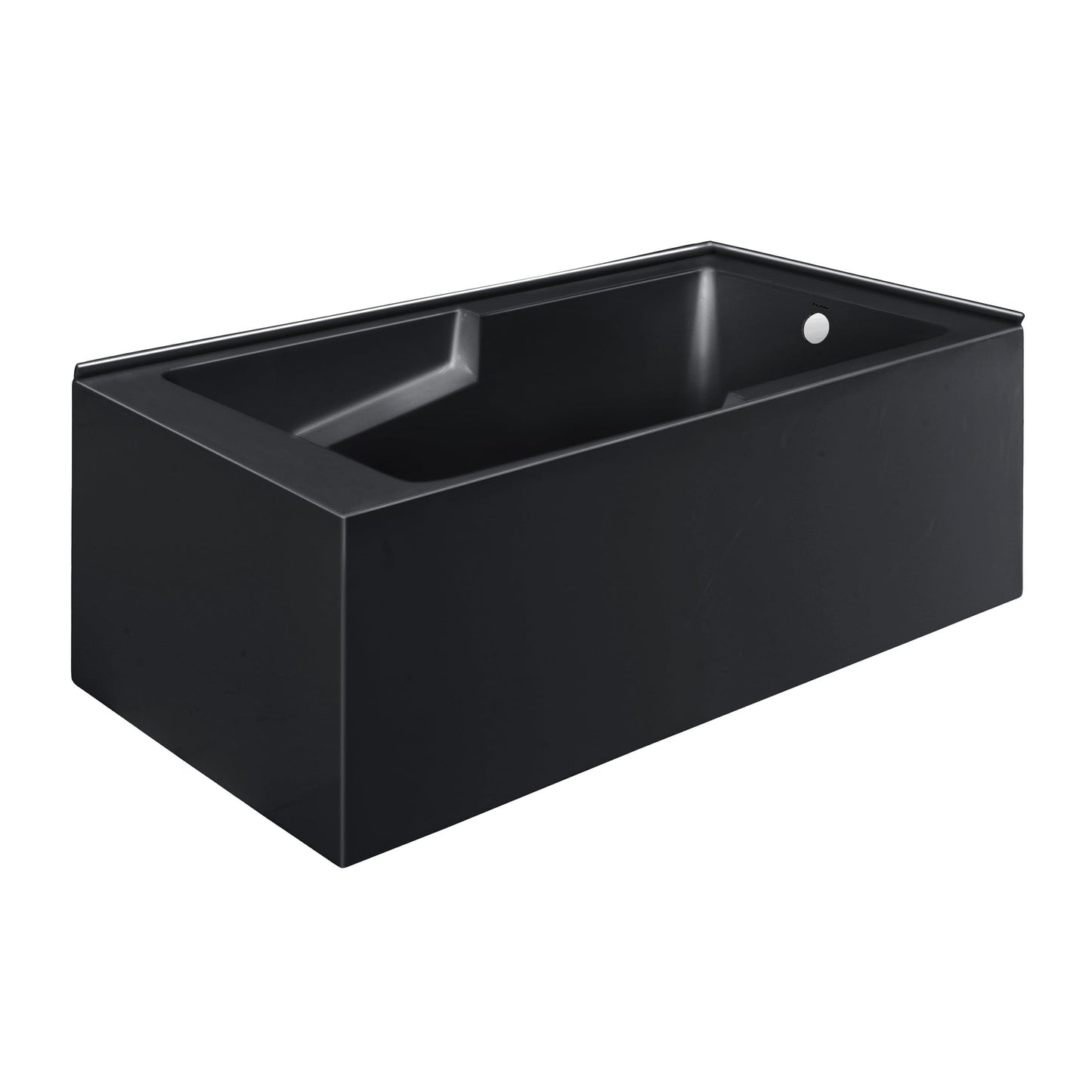 Dark Slate Gray Swiss Madison Claire 60 x 32 Right Drain Soaking Alcove Corner Apron Bathtub in Glossy Black