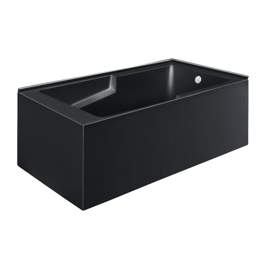 Dark Slate Gray Swiss Madison Claire 60 x 32 Right Drain Soaking Alcove Corner Apron Bathtub in Glossy Black