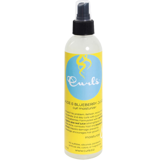 White Smoke CURLS Aloe & Blueberry Juice Curl Moisturizer (8oz) Curl Refresher Spray for Curly Hair with Organic Blueberries Extract and Aloe Leaf Juice to Revive & Rejuvenate 2nd Day Curls and Promote Hair Growth
