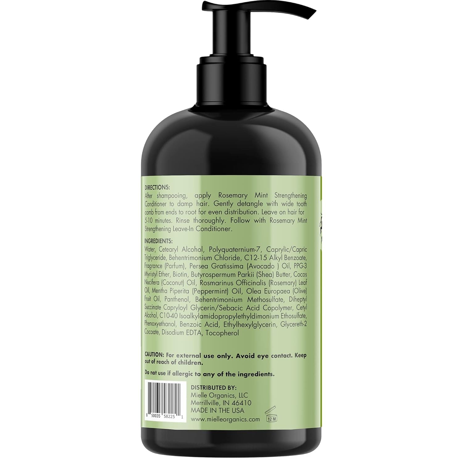 White Smoke Mielle Organics Rosemary Mint Strengthening Hair Conditioner for Women & Men - Biotin Infused Detangling & Hydrating Conditioner to Increase Manageability & Support Longer, Healthier Strands, 12 oz
