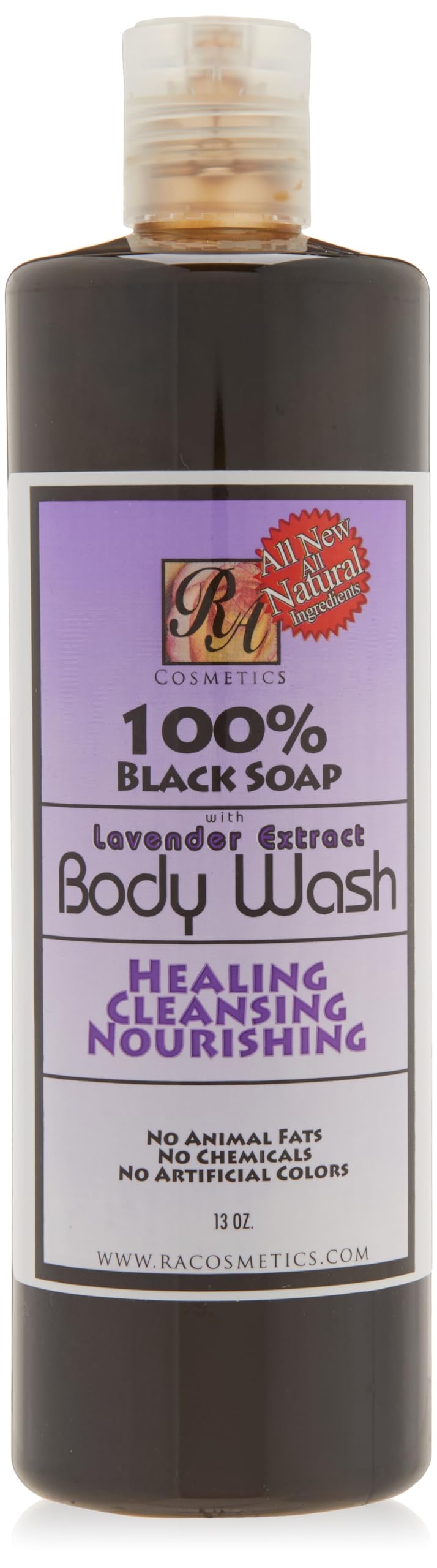 White Smoke RA COSMETICS 100% Black Soap Body Wash Lavender Scent 13 Fl Oz
