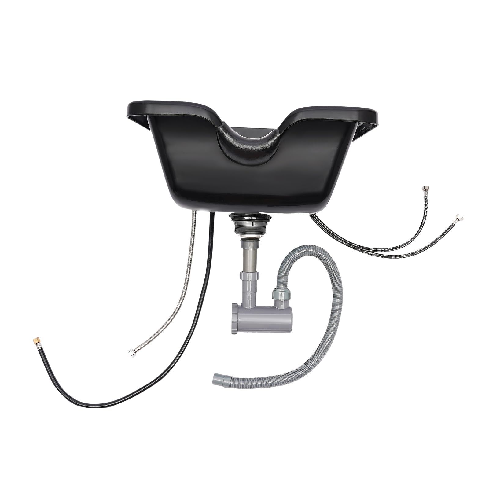 White Smoke Shampoo Bowl For Salon, Wall Mounted Backwash ABS Salon Spa Barber Equipment With Spray Head, Professional Salon Spa Beauty Brushed Sink 9.84" in Depth, Portable Shampoo Bowl for Hair Stylists