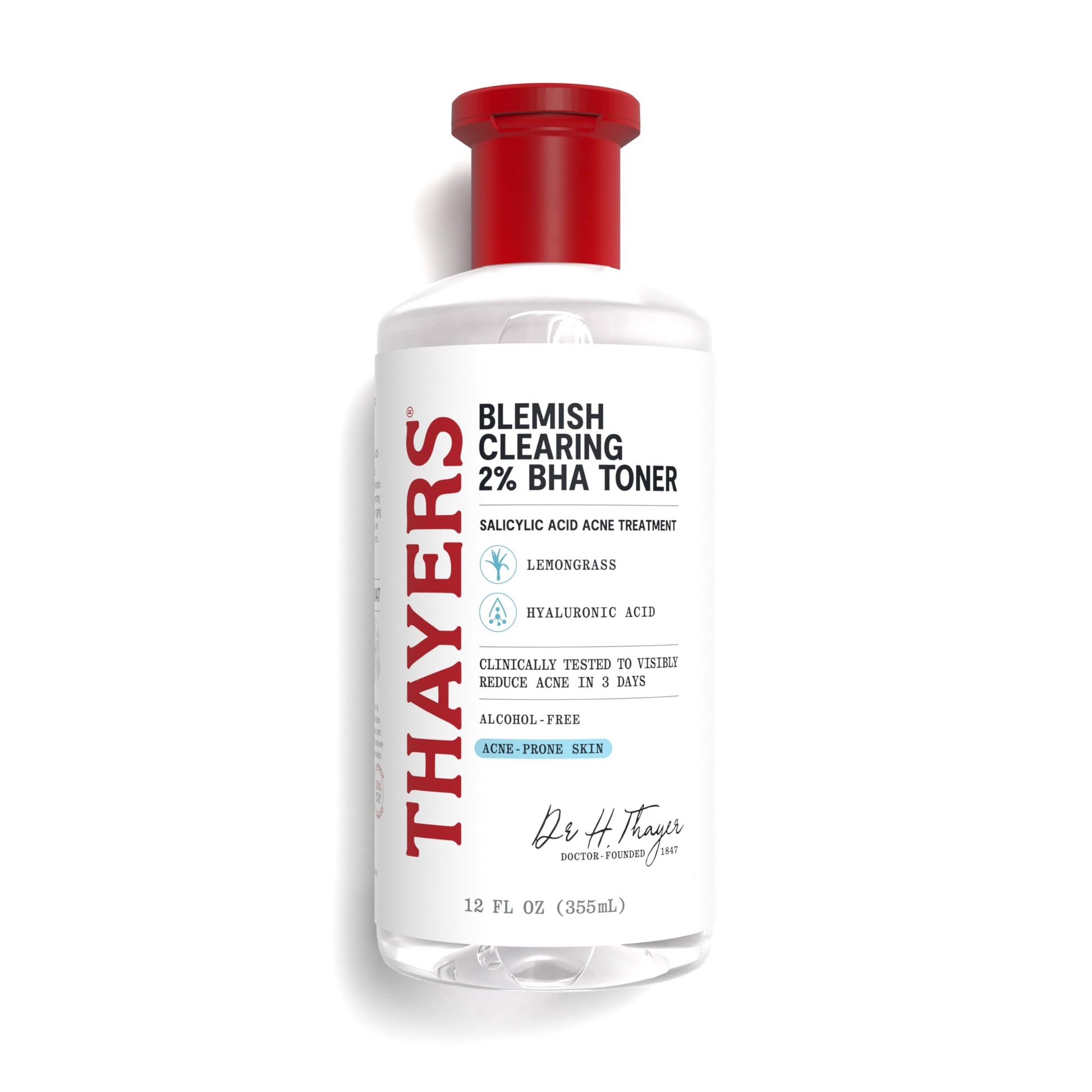 White Smoke Thayers Blemish Clearing Salicylic Acid Toner, Acne Treatment Face Toner with 2% Salicylic Acid, Soothing and Non-Stripping Skin Care, 12 Fl Oz