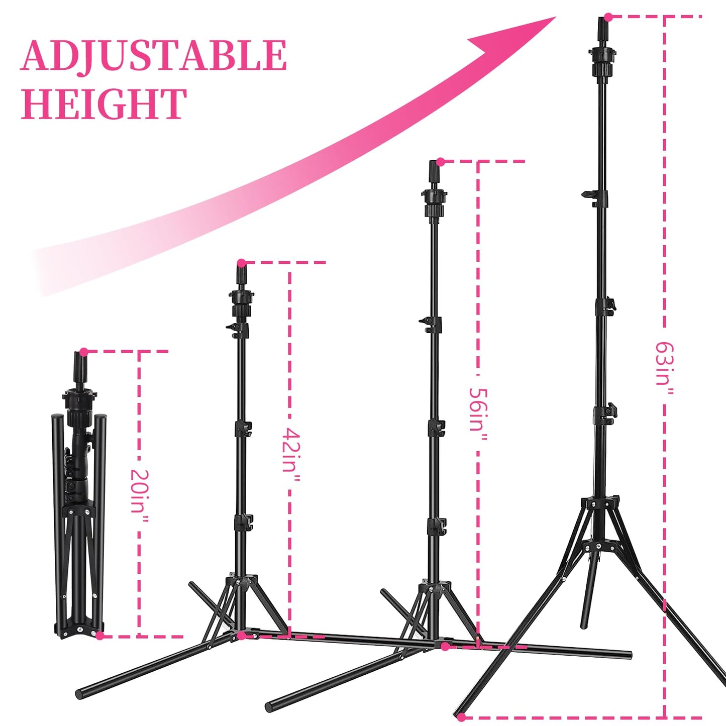 White Smoke Pet Baby 63In Wig Stand Tripod with 22In Head, Canvas Wig Head Stand with Mannequin Head for Wigs Manikin Head Block Set for Wigs Making Display